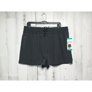 Ocean Pacific Women's Drawstring with 3 Zipper Pockets Shorts, Black, Size XL